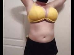 ChiliMovies presents: 36 g saggy tits bbw milf lateshay big yellow bra strip