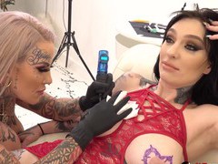 ChiliMovies presents: Misha inked then shares a cock with evilyn, Threesome, FFM, Hardcore, Pornstars, MILF, Long Hair, Tattoo, Fetish, Lingerie, Big Tits, Blowjob, Pussy Licking, Missionary, Chubby