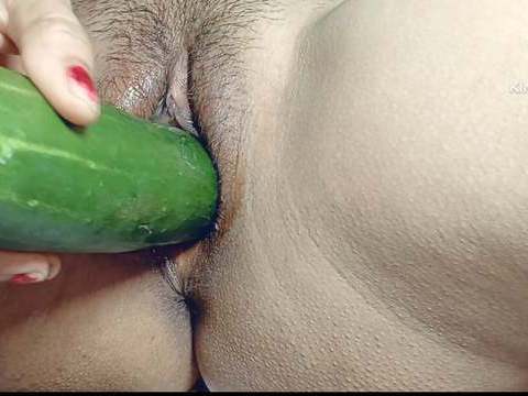 ChiliMovies presents: I can't get any where big black cock so my small pussy fucked by big cucumber  in hindi
