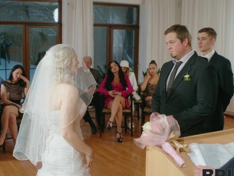 ChiliMovies presents: Dirty bride kristy waterfall rides a lover while people watch