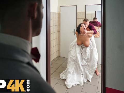 ChiliMovies presents: Vip4k. wife gets her hairy vagina licked and penetrates in the wc