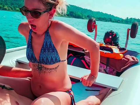 ChiliMovies presents: Wife gets fucked on a boat and gets a creampie from her husband's best friend