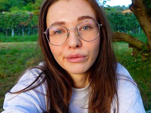 ChiliMovies presents: Alone? outside on the fields i presnet my huge labia teen pussy and clit