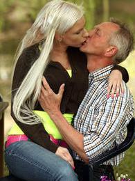 Chili Movies presents: Horny blonde teenage beauty riding an old stiff schlong
