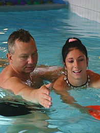 Chili Movies presents: Brunette teenage beauty fucked by a horny swim teaching paps