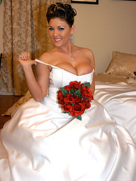 Chili Movies presents: Horny bride Claire Dames enjoys licking her big tits and fingering her pussy