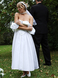 Chili Movies presents: Blonde bride Hayley Marie Coppin gets naked on a lawn while taking her vows