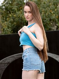 Chili Movies presents: Beautiful Brunette Teen Hazel Shows Off Her Hairy Pussy and Masturbates Outdoors.