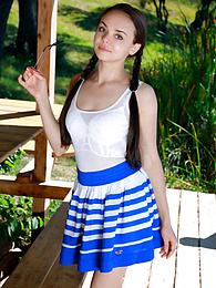 Chili Movies presents: Fresh-Faced russian beauty Mia Grandy gets totally naked on a picnic table in a garden